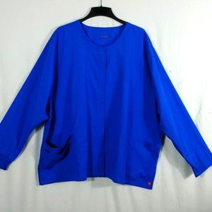 Red Panda Blue Long Sleeve Snap Buttons Pockets Nurses Top Women's Plus Size 5X